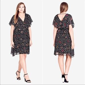 City Chic Butterfly Love Faux Wrap Dress Sz XS/14